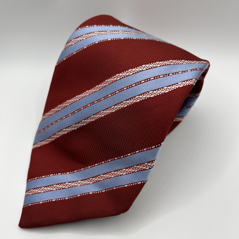 Canali Red Blue Striped Tie Silk Italy